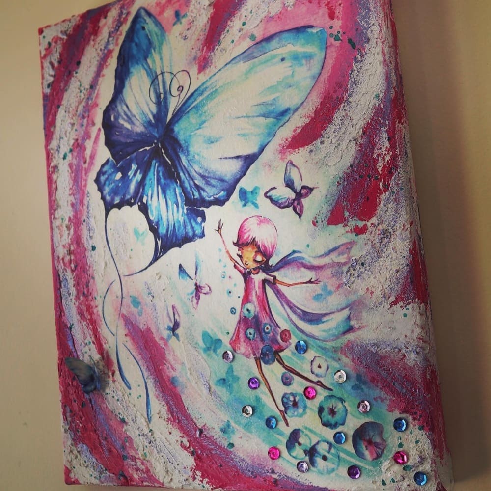 Χειροποίητος Πίνακας - "Κορίτσι με Πεταλούδα"