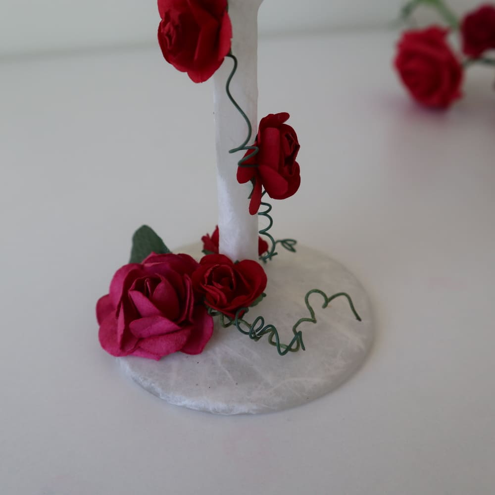Γυάλινο κηροπήγιο με λουλούδια, Πράσινο και Κόκκινο, Μπουκέτο με κόκκινα τριαντάφυλλα