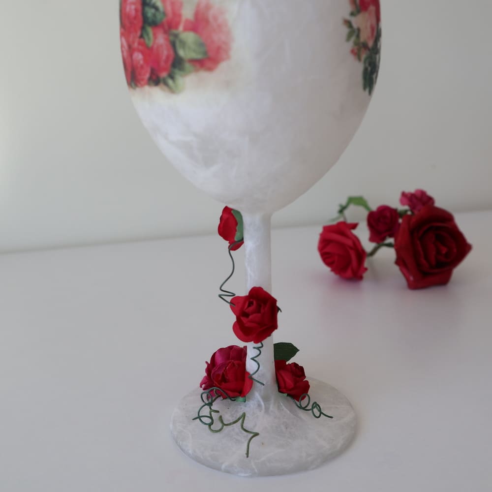 Γυάλινο κηροπήγιο με λουλούδια, Πράσινο και Κόκκινο, Μπουκέτο με κόκκινα τριαντάφυλλα