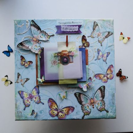 Χειροποίητο Κάδρο με Φωτογραφία και Ημερομηνία, Πεταλούδες,Διακόσμηση κοριτσίστικου δωματίου