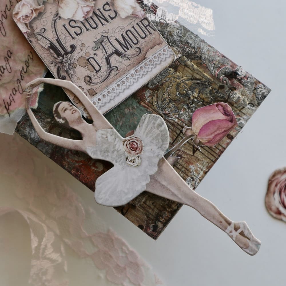 Χειροποίητο κρεμαστό διακοσμητικό τοίχου με θέμα Μπαλαρίνα, Τριαντάφυλλα και Μπαλέτο
